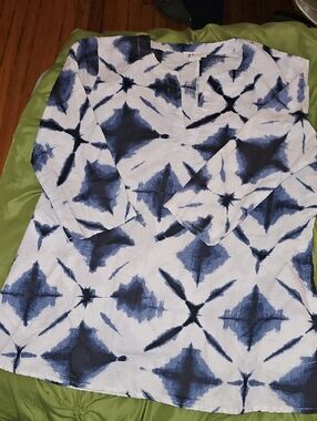 Andrea Jovine Blue and White Tie-Dye Tunic